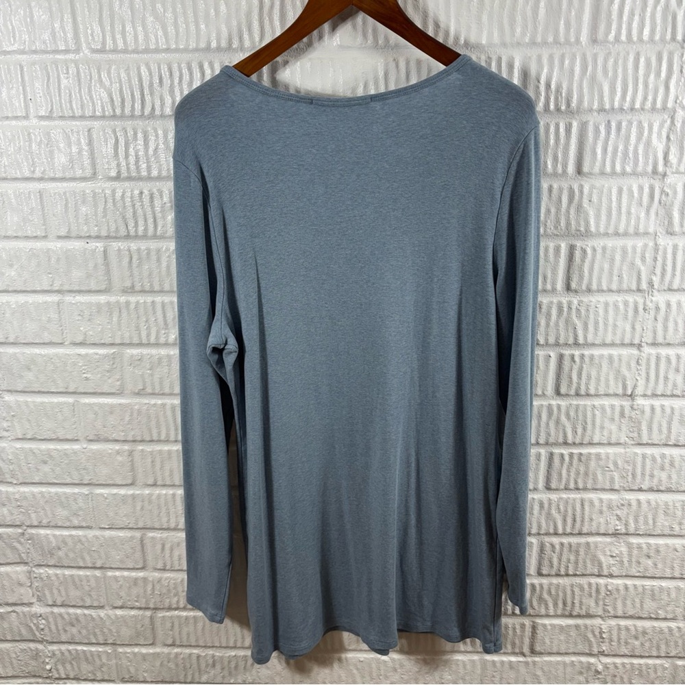 Peruvian Connection Blue Pima Cotton Tunic V-Neck Long Sleeve Top XL - Picture 3 of 3